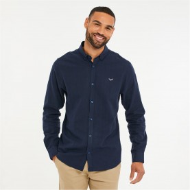 риза,с,дълъг,ръкав,threadbare,slim,fit,linen,blend,long,sleeve,shirt,navy