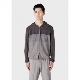 яке,emporio,armani,suede,colourblock,hooded,jacket,multi,colour