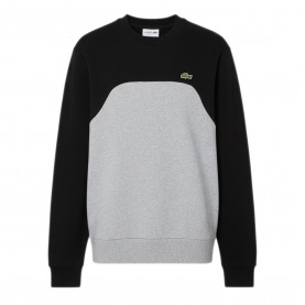Поларена блуза Lacoste Colour Block Cotton Fleece Sweatshirt - Grey поларена,блуза,мъжки,горнища,с,качулка,мъжки,ежедневни,облекла,lacoste,colour,block,cotton,fleece,sweatshirt,grey