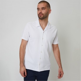 риза,с,къс,ръкав,threadbare,cotton,pique,revere,collar,short,sleeve,shirt,white