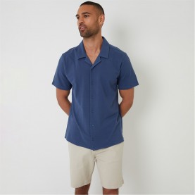 риза,с,къс,ръкав,threadbare,cotton,pique,revere,collar,short,sleeve,shirt,blue