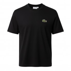 Тениска Lacoste Loose-Fit Heavy Cotton Badge T-Shirt - Black тениска,мъжки,тениски,lacoste,loose,fit,heavy,cotton,badge,t,shirt,black