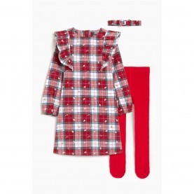 детски,комплект,studio,younger,girls,3,piece,tartan,dress,set,red,navy