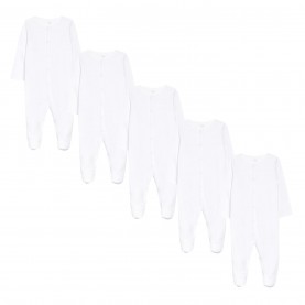 бебешки,облекла,studio,unisex,pack,of,5,long,sleeve,white,sleepsuits,white