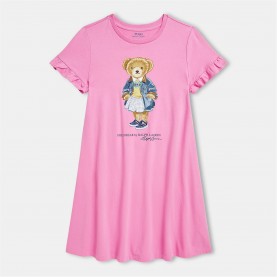 юношеска,рокля,детски,3/4,панталони,polo,ralph,lauren,bear,dress,junior,laguna,pink