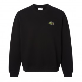 Поларена блуза Lacoste Loose-Fit Badge Accent Fleece Sweatshirt - Black поларена,блуза,мъжки,горнища,с,качулка,мъжки,ежедневни,облекла,lacoste,loose,fit,badge,accent,fleece,sweatshirt,black