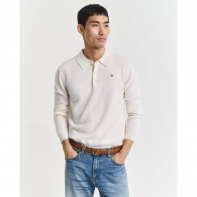 Блуза с яка Gant Superfine Lambswool Polo Shirt - Cream блуза,с,яка,мъжки,тениски,gant,superfine,lambswool,polo,shirt,cream