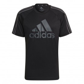 adidas AEROREADY Sereno Logo Jersey - Black Grey adidas,aeroready,sereno,logo,jersey,black,grey