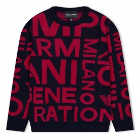 юношески,пуловер,детски,облекла,emporio,armani,knitted,jumper,juniors,blue,letters