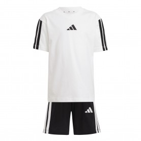 Детски комплект adidas 3 Stripe Essentials Tee Set Infants - White/Black детски,комплект,детски,къси,панталони,adidas,3,stripe,essentials,tee,set,infants,white,black