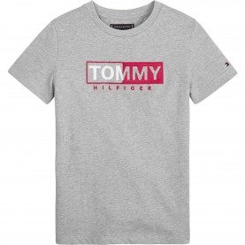 Тениска Tommy Hilfiger Embroidered Logo T-Shirt - Light Grey тениска,tommy,hilfiger,embroidered,logo,t,shirt,light,grey