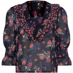 French Connection Ella Rose Recycled Mix Shirt - Utility Blue Multi дамски,ризи,french,connection,ella,rose,recycled,mix,shirt,utility,blue,multi