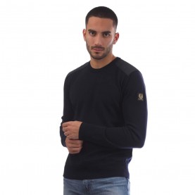 Пуловер Belstaff Merino Crew Neck Kerrigan Jumper - Navy пуловер,мъжки,горнища,с,качулка,мъжки,ежедневни,облекла,belstaff,merino,crew,neck,kerrigan,jumper,navy