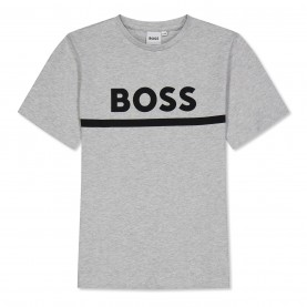 Тениска Boss Kids Large Logo T-Shirt Logo Design - Grey A32 тениска,детски,3/4,панталони,детски,тениски,boss,kids,large,logo,t,shirt,logo,design,grey,a32