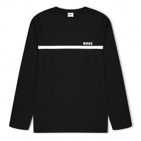 Тениска Boss Kids Long-Sleeve T-Shirt Small Logo Design - Black 09B тениска,детски,3/4,панталони,детски,тениски,boss,kids,long,sleeve,t,shirt,small,logo,design,black,09b