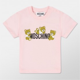 детска,тениска,детски,3/4,панталони,moschino,logo,t,shirt,&amp;,short,set,infants,pink,50209