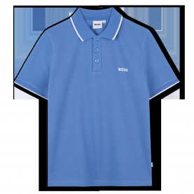 Блуза с яка Boss Kids Print Polo Shirt, Soft Breathable Fabric - Navy Blue блуза,с,яка,boss,kids,print,polo,shirt,soft,breathable,fabric,navy,blue
