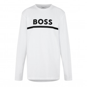тениска,детски,тениски,boss,kids,long,sleeve,t,shirt,large,logo,design,white,10p