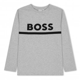 тениска,детски,тениски,boss,kids,long,sleeve,t,shirt,large,logo,design,grey,a32
