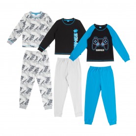 пижама,детски,пижами,детски,облекла,star,ob,gamer,pyjamas,3pk,boy,blk,blu,grey