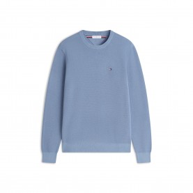 Пуловер Tommy Hilfiger Mens Ribbed Crew Neck Jumper - Brisk Blue пуловер,мъжки,пуловери,tommy,hilfiger,men,s,ribbed,crew,neck,jumper,brisk,blue