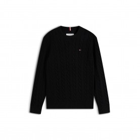 Пуловер Tommy Hilfiger Kids Cable Knit Jumper - Black BDS пуловер,tommy,hilfiger,kids,cable,knit,jumper,black,bds