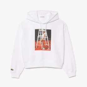 Суичър Lacoste Oversized Print Hoodie - White суичър,lacoste,oversized,print,hoodie,white