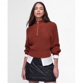 пуловер,дамски,плетени,дрехи,barbour,international,solar,half,zip,jumper,amaretto