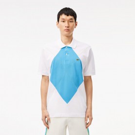 Блуза с яка Lacoste Classic Fit L.12.12 Argyle Polo Shirt - White Blue блуза,с,яка,мъжки,тениски,lacoste,classic,fit,l,12,12,argyle,polo,shirt,white,blue