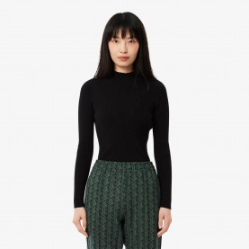 Блуза Lacoste High Neck 3D Rib Knit Sweater - Black блуза,lacoste,high,neck,3d,rib,knit,sweater,black