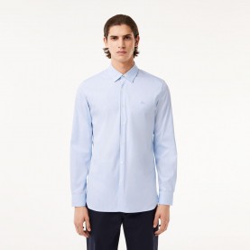 Lacoste Slim Fit Striped Stretch Poplin Shirt - Light Blue lacoste,slim,fit,striped,stretch,poplin,shirt,light,blue