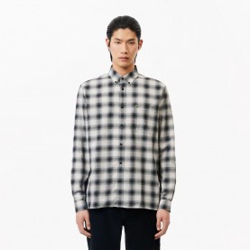 Lacoste Regular Fit Flannel Shirt - Black-White lacoste,regular,fit,flannel,shirt,black,white
