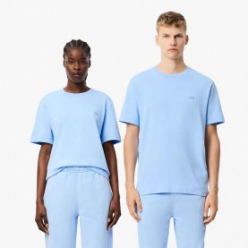 Тениска Lacoste Washed Effect Heavy Cotton T-Shirt - Light Blue тениска,мъжки,тениски,lacoste,washed,effect,heavy,cotton,t,shirt,light,blue