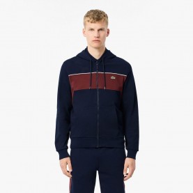 Суичър Lacoste Zip-Up Colour-Block Hoodie - Navy Red суичър,мъжки,горнища,с,качулка,мъжки,ежедневни,облекла,lacoste,zip,up,colour,block,hoodie,navy,red