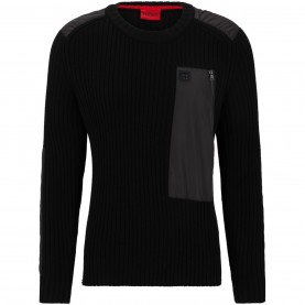 пуловер,мъжки,пуловери,hugo,ribbed,jumper,black,001