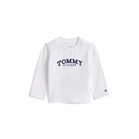 Детска тениска Tommy Hilfiger Unisex Kids Mono Long Sleeve T-Shirt - White YBR детска,тениска,tommy,hilfiger,unisex,kids,mono,long,sleeve,t,shirt,white,ybr