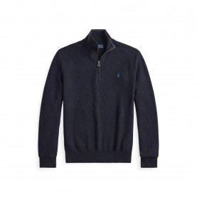 пуловер,мъжки,пуловери,polo,ralph,lauren,quarter,zip,jumper,navy,hthr