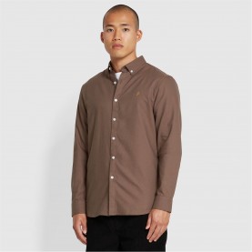 облекла,на,разпродажба,farah,brewer,slim,fit,shirt,grey