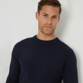 пуловер,облекла,на,разпродажба,мъжки,пуловери,threadbare,textured,knit,crew,neck,jumper,navy