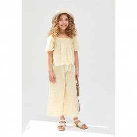 комплект,детски,3/4,панталони,raffya,kids,nia,shirred,neck,zebra,swirl,print,co,ords,set,in,yellow,yellow