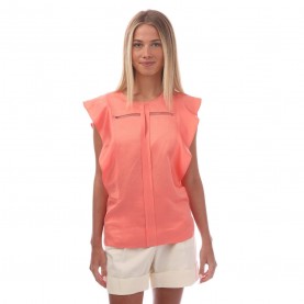 boss,bileina,flutter,sleeve,blouse,coral