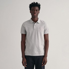 Блуза с яка Gant Tonal Shield Polo Shirt - Grey блуза,с,яка,мъжки,тениски,gant,tonal,shield,polo,shirt,grey