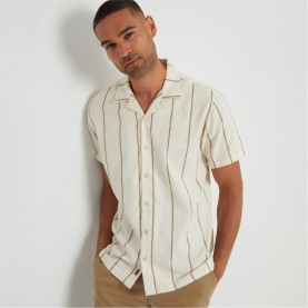 риза,с,къс,ръкав,threadbare,textured,stripe,revere,collar,short,sleeve,shirt,natural