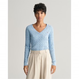 дамски,плетени,дрехи,gant,stretch,cotton,cable,v,neck,peachy,dove,blue