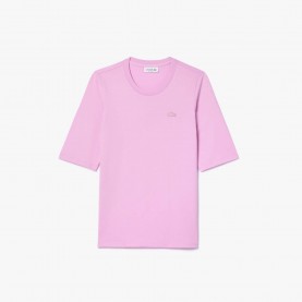 3/4 тениска Lacoste Soft Cotton Three Quarter Sleeve T-Shirt - Pink 3/4,тениска,дамски,топове,lacoste,soft,cotton,three,quarter,sleeve,t,shirt,pink