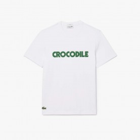 Тениска Lacoste Print Cotton T-Shirt - White тениска,мъжки,тениски,lacoste,print,cotton,t,shirt,white