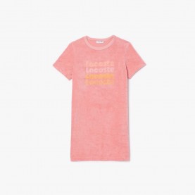 Тениска Lacoste Cotton Terry Logo T-Shirt Dress - Pink тениска,lacoste,cotton,terry,logo,t,shirt,dress,pink