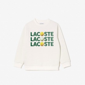 Поларена блуза Lacoste Fleece Crewneck Print Sweatshirt - Cream поларена,блуза,lacoste,fleece,crewneck,print,sweatshirt,cream