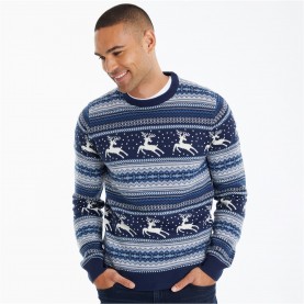 пуловер,облекла,на,разпродажба,threadbare,crew,neck,fairisle,christmas,jumper,navy