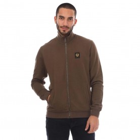 Поларена блуза Belstaff Cotton Fleece Full Zip Sweatshirt - Brown поларена,блуза,мъжки,горнища,с,качулка,мъжки,ежедневни,облекла,belstaff,cotton,fleece,full,zip,sweatshirt,brown